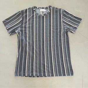 Topman Grey Blue Black and White Stripe Shirt Top